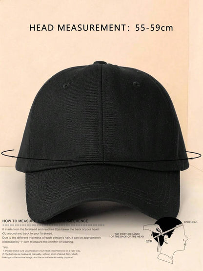 Classic Solid Color Cotton Baseball Cap - Adjustable Dad Hat (Black & White)
