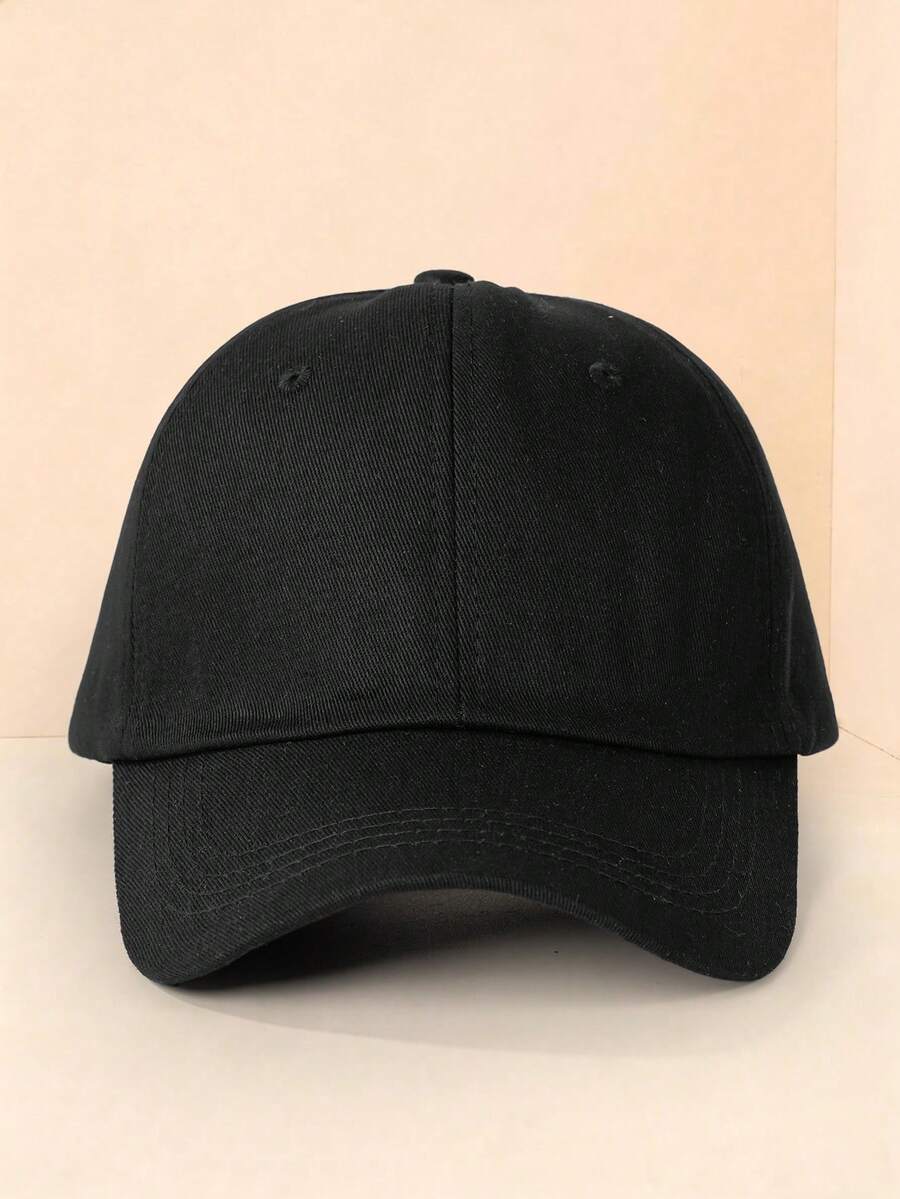Classic Solid Color Cotton Baseball Cap - Adjustable Dad Hat (Black & White)