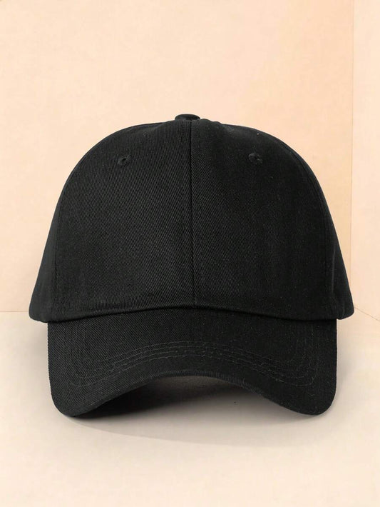 Classic Solid Color Cotton Baseball Cap - Adjustable Dad Hat (Black & White)