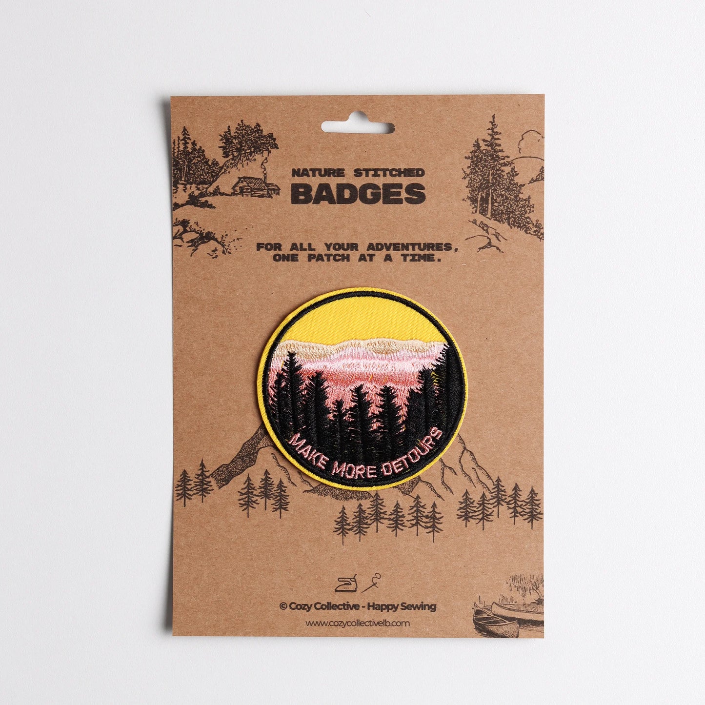 "Make More Detours" Forest Patch | Sunset Adventure Embroidered Badge