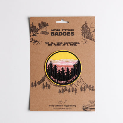 "Make More Detours" Forest Patch | Sunset Adventure Embroidered Badge