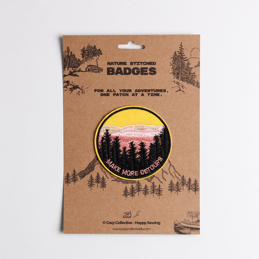 "Make More Detours" Forest Patch | Sunset Adventure Embroidered Badge