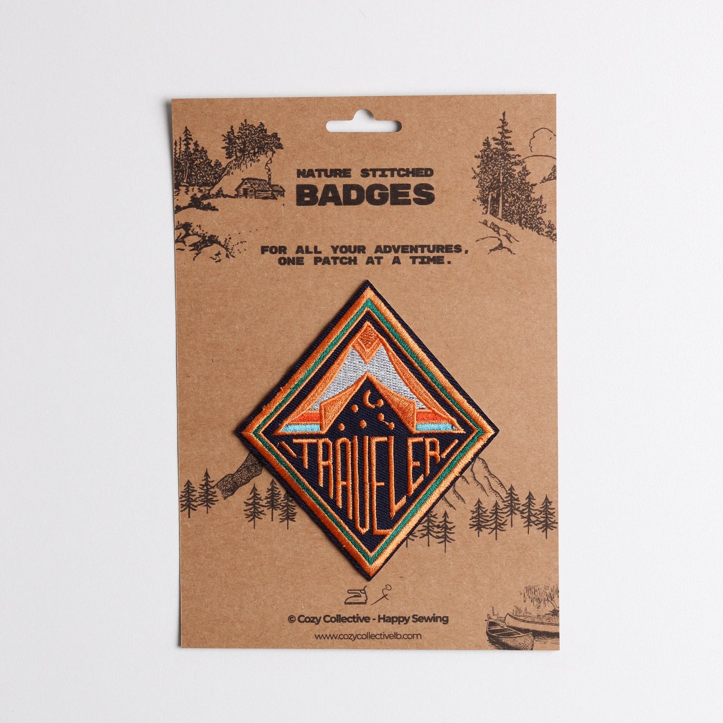 "Traveler" Camping Tent Embroidered Patch | Road Trip Diamond Badge