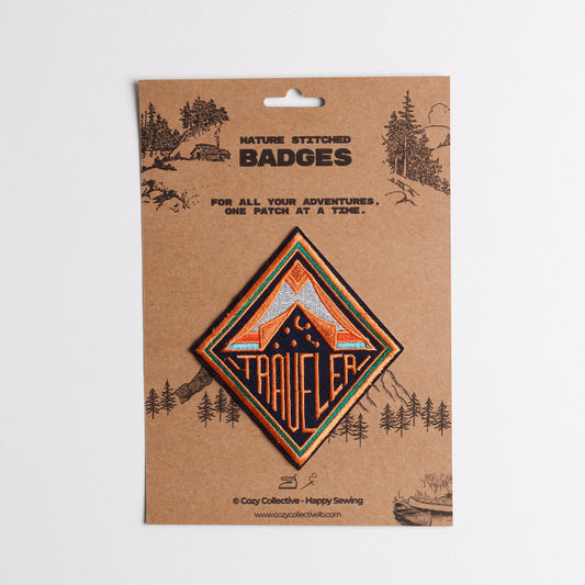 "Traveler" Camping Tent Embroidered Patch | Road Trip Diamond Badge