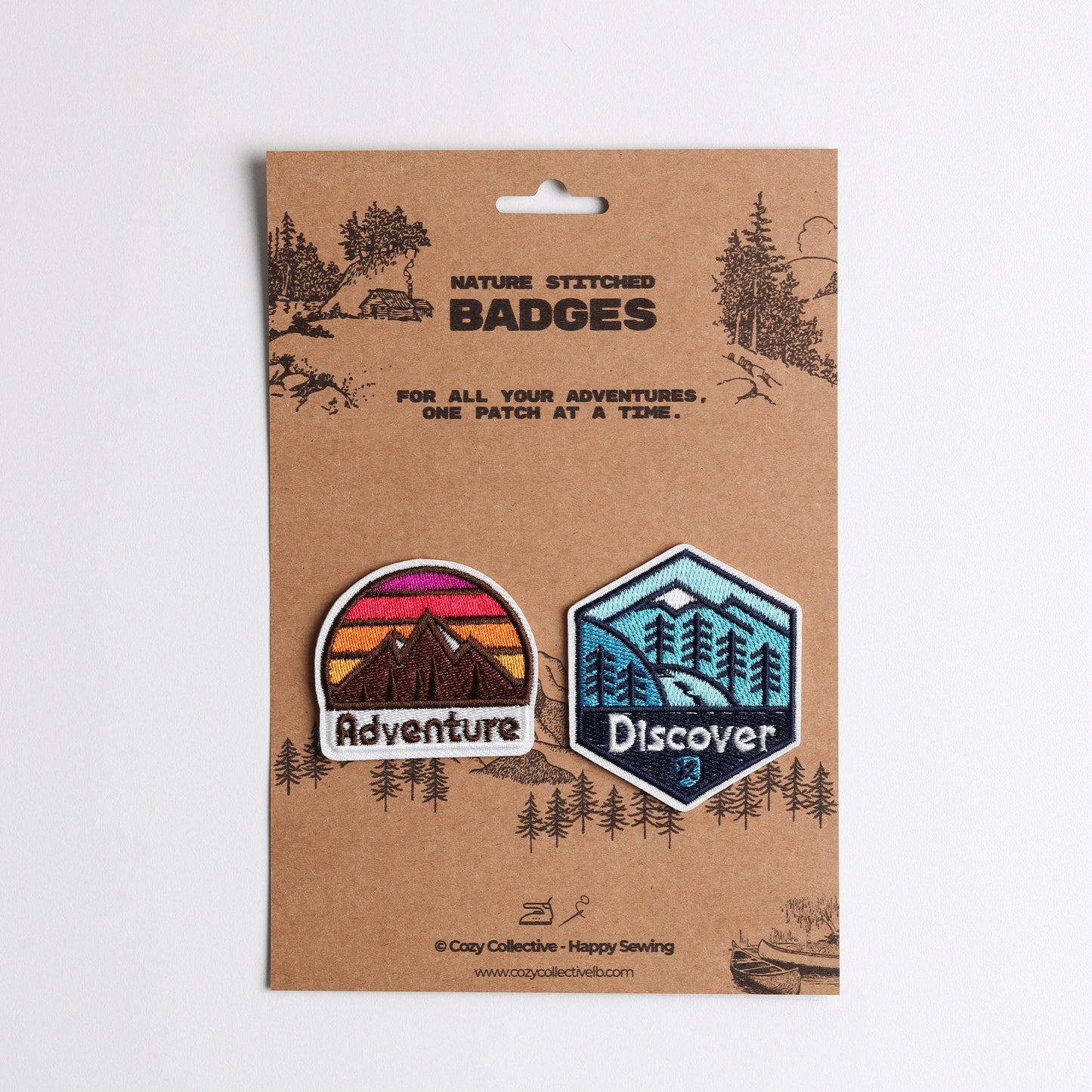 Adventure & Discover Nature Stitched Patch Set | Embroidered Badge for Backpacks