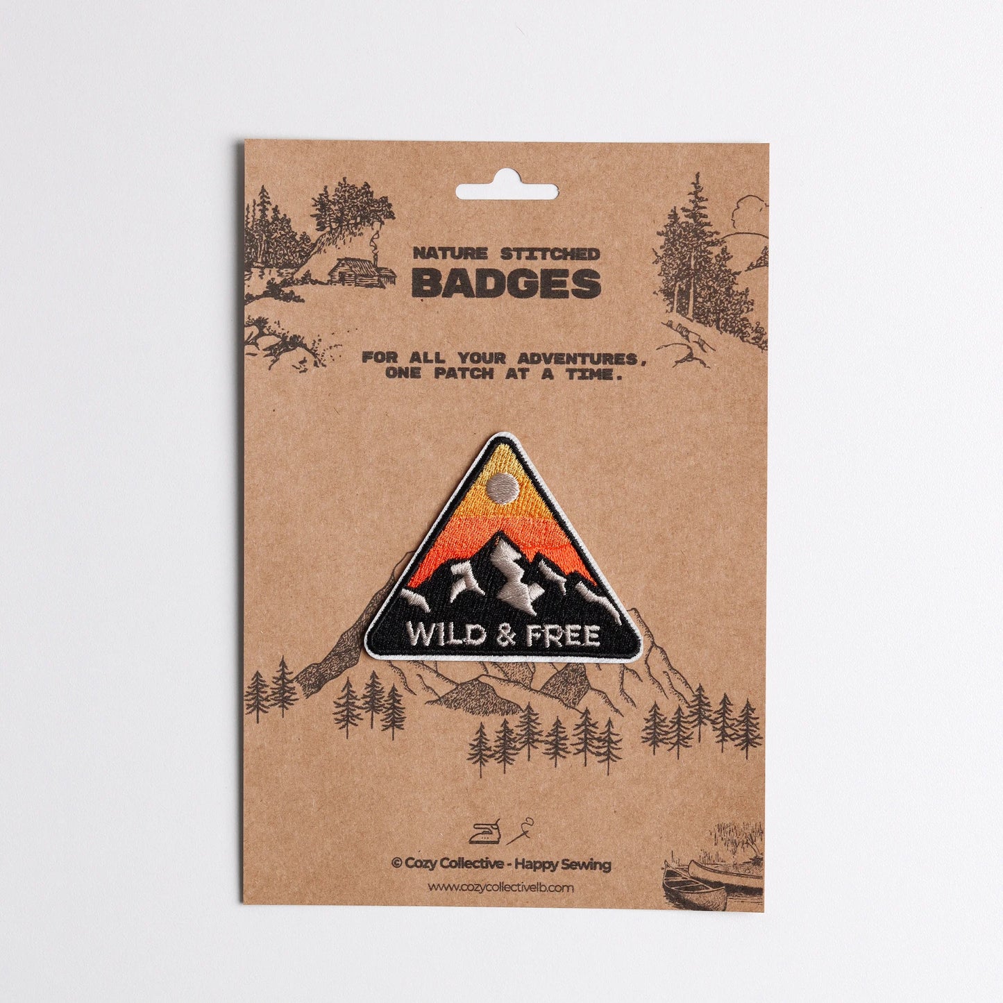 "Wild & Free" Mountain Patch | Sunset Adventure Embroidered Badge