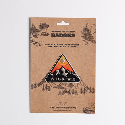 "Wild & Free" Mountain Patch | Sunset Adventure Embroidered Badge
