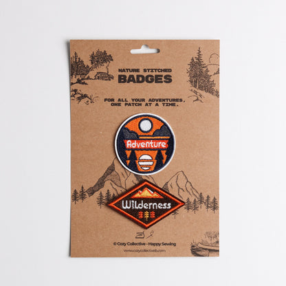 Retro Outdoor Patch Set (2-Pack) | Iron-On Adventure and Wilderness Badges for Gear