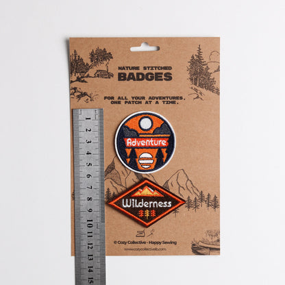 Retro Outdoor Patch Set (2-Pack) | Iron-On Adventure and Wilderness Badges for Gear