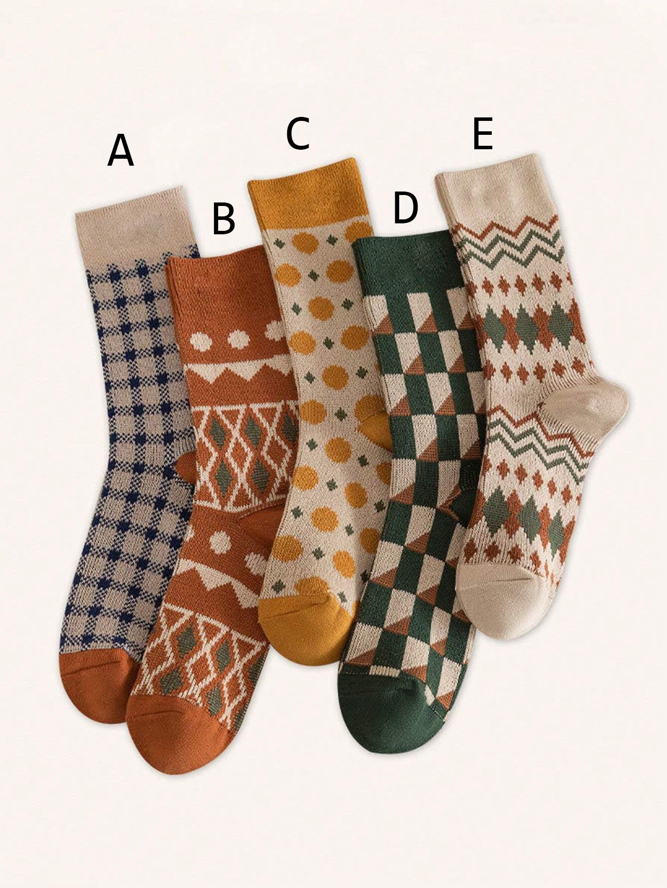 EU 35-38 - Cozy Patterned Crew Socks