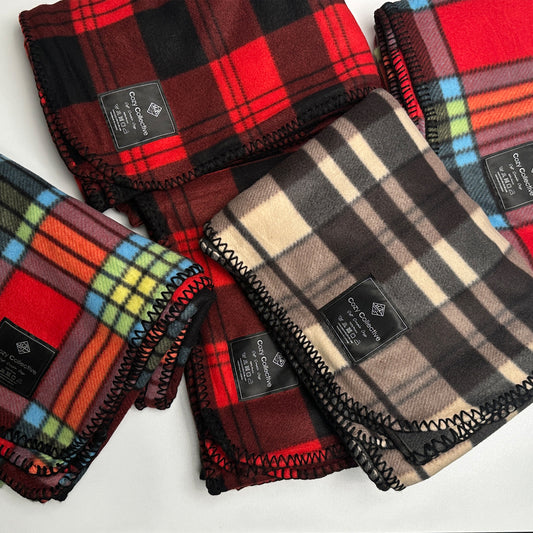 Handmade Fleece Blanket – Cozy Red & Black Checkered Design