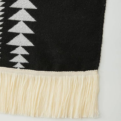 Premium Handmade Monochrome Navajo-Style Hooded Poncho