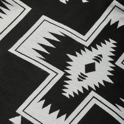 Premium Handmade Monochrome Navajo-Style Hooded Poncho