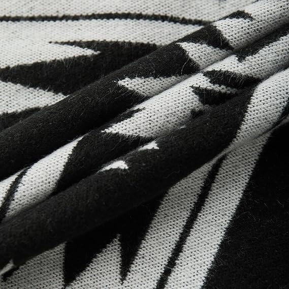 Premium Handmade Monochrome Navajo-Style Hooded Poncho