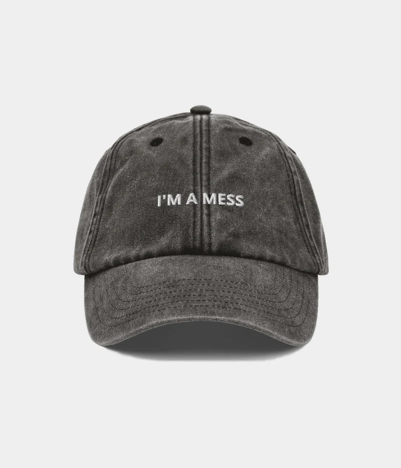 I'm A Mess Funny Distressed Dad Hat - Vintage Black Slogan Baseball Cap Lebanon