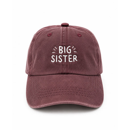 Big Sister Kids Cap Lebanon | Embroidered Big Sister Hat for Girls | Burgundy Cotton kids Hat Gift Lebanon