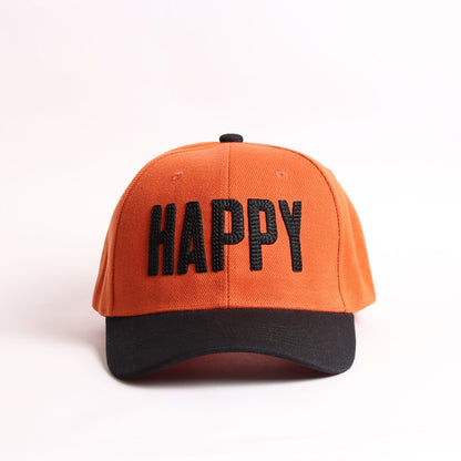 Happy Orange & Black Embroidered Cap – Adjustable Baseball Hat Lebanon | Streetwear Caps Beirut