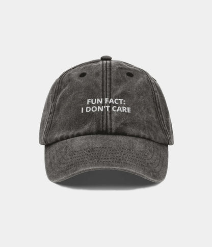 Fun Fact: I Don’t Care Distressed Dad Hat - Vintage Black Baseball Cap Lebanon