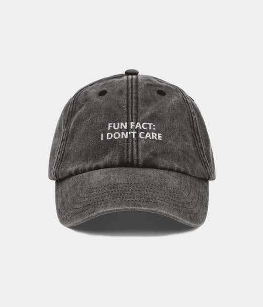 Fun Fact: I Don’t Care Distressed Dad Hat - Vintage Black Baseball Cap Lebanon