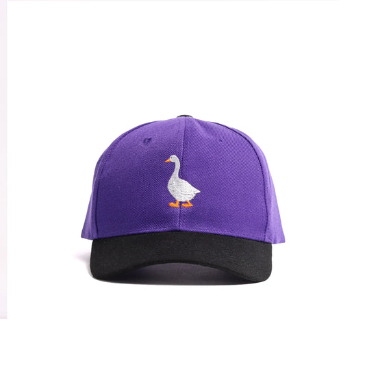 Embroidered Duck Mascot Baseball Cap | Purple & Black Custom Streetwear Dad Hat