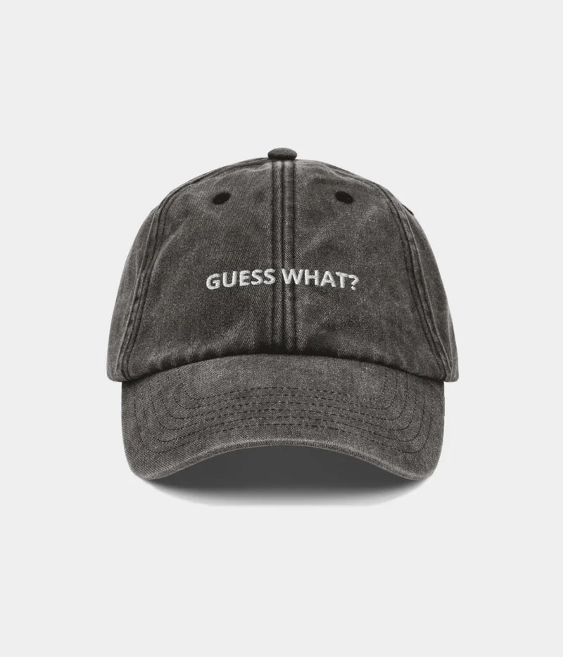 Guess What? Funny Slogan Dad Hat - Vintage Washed Charcoal Baseball Cap Lebanon