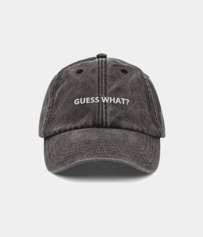 Guess What? Funny Slogan Dad Hat - Vintage Washed Charcoal Baseball Cap Lebanon