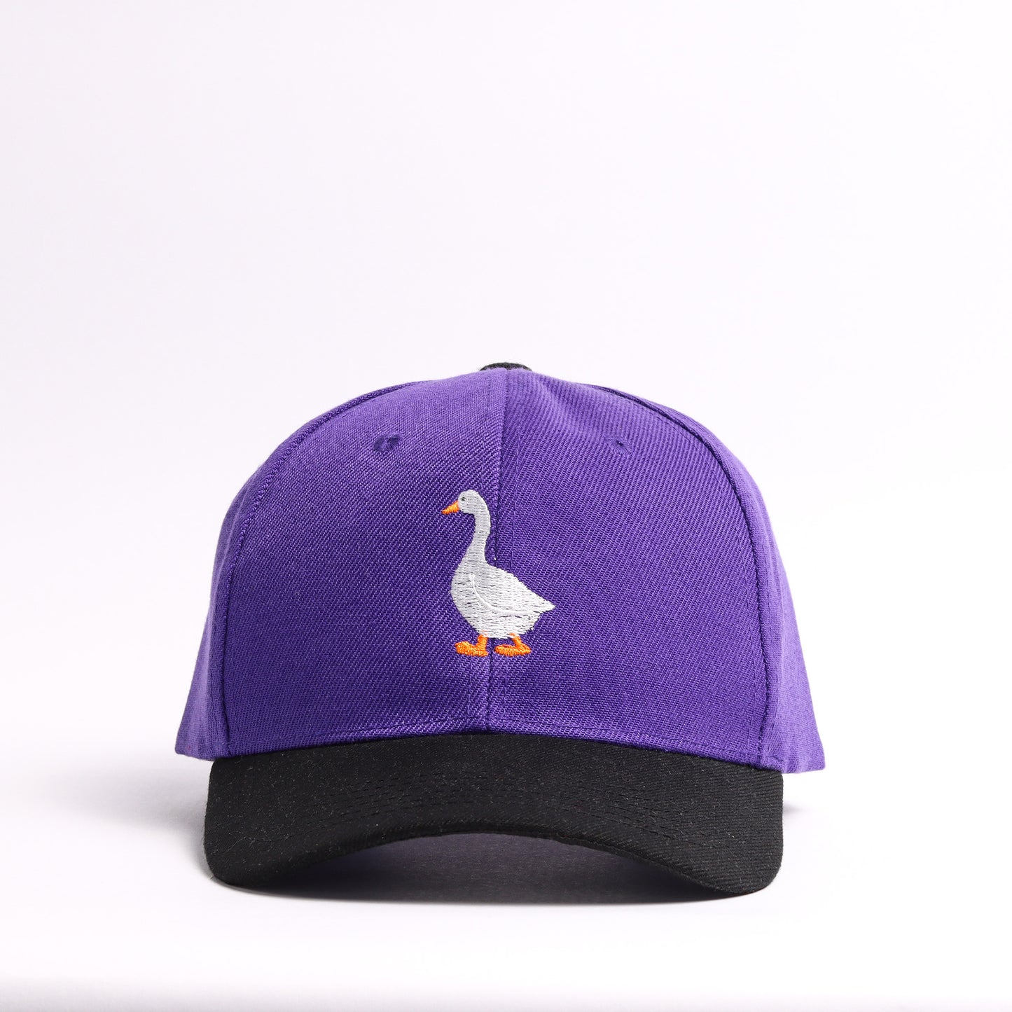 Embroidered Duck Mascot Baseball Cap | Purple & Black Custom Streetwear Dad Hat