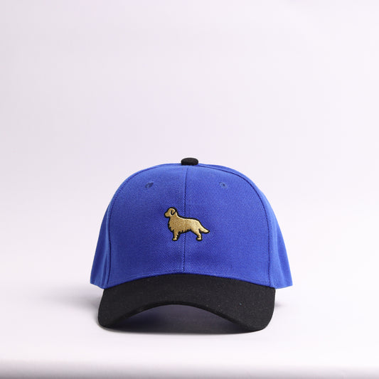 Golden Retriever Silhouette Embroidered Cap | Royal Blue & Black Personalized Dad Hat