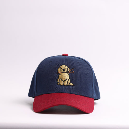 Golden Retriever "Good Boy" Embroidered Baseball Cap | Navy & Maroon Vintage Dad Hat