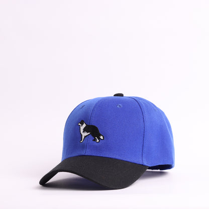 Border Collie Embroidered Baseball Cap | Royal Blue & Black Two-Tone Dog Lover Hat