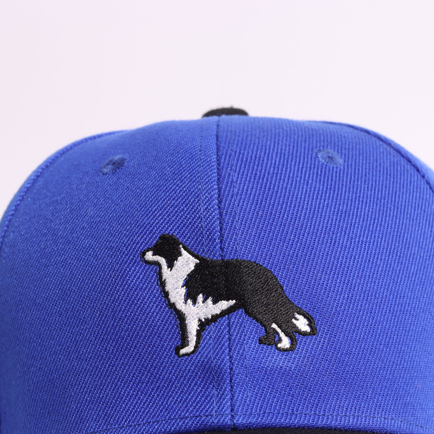 Border Collie Embroidered Baseball Cap | Royal Blue & Black Two-Tone Dog Lover Hat