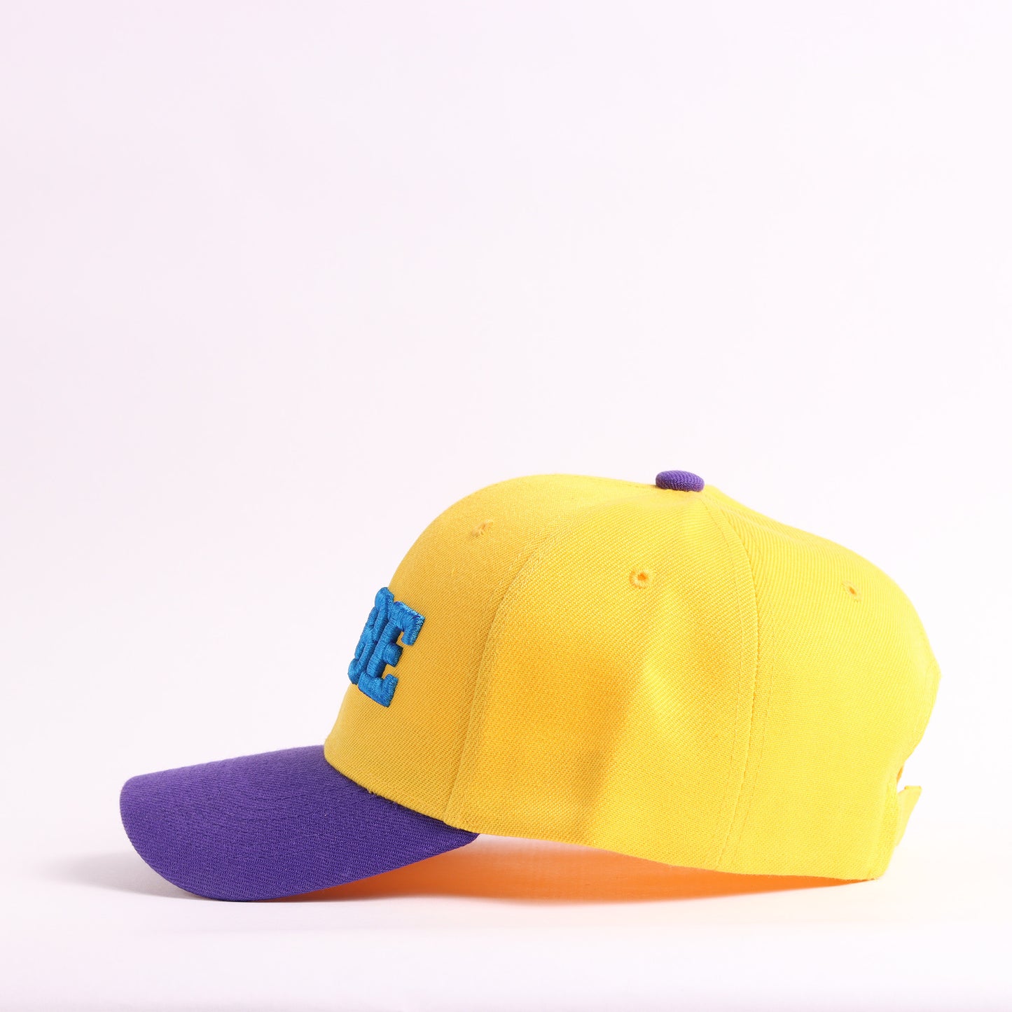 VIBE Embroidered Two-Tone Baseball Cap | Bright Yellow & Purple Snapback