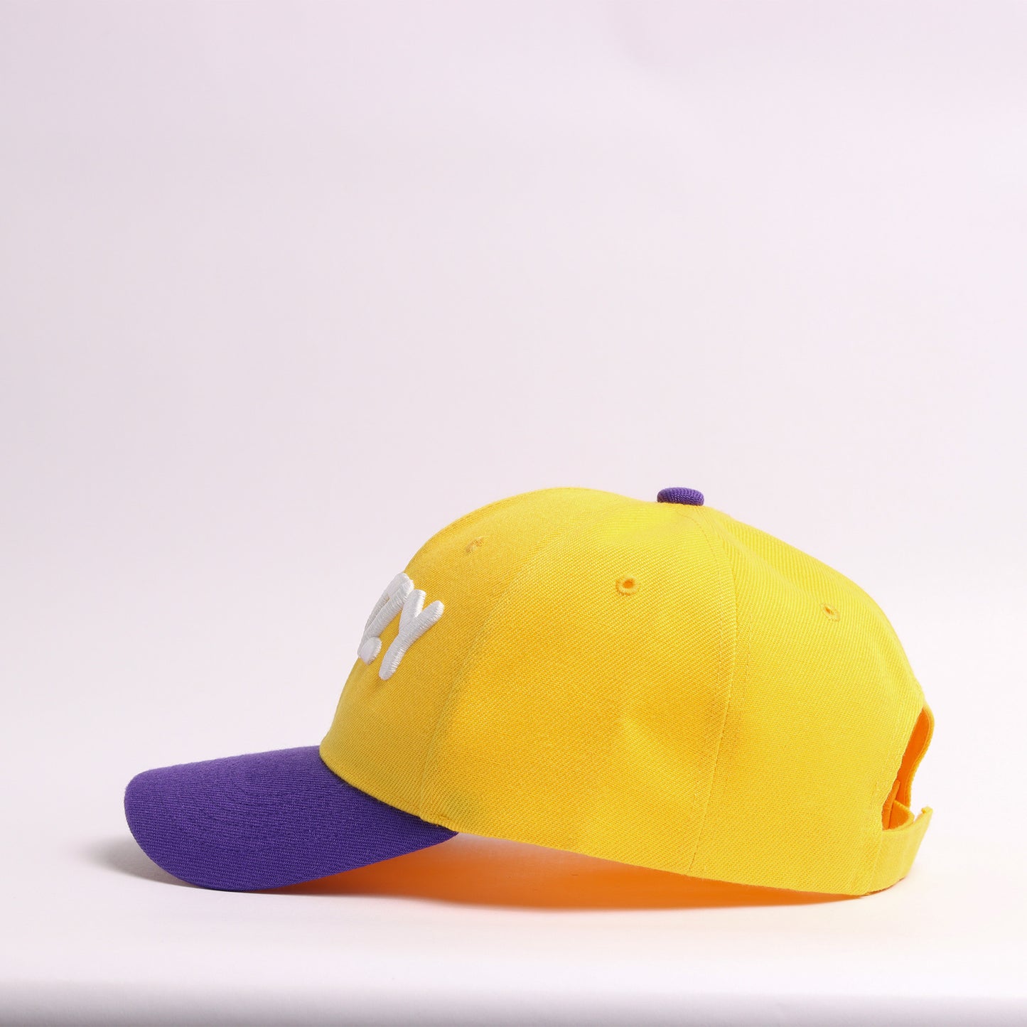"COZY" Embroidered Two-Tone Baseball Cap | Yellow & Purple Streetwear Dad Cap