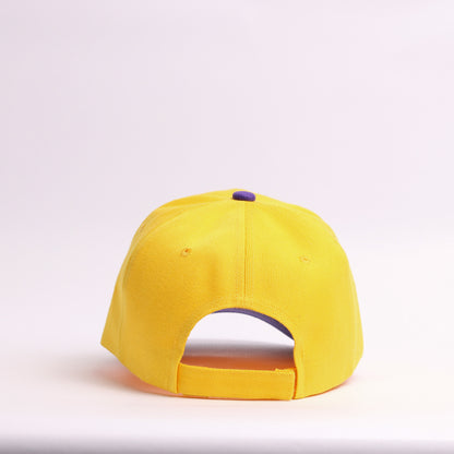 "COZY" Embroidered Two-Tone Baseball Cap | Yellow & Purple Streetwear Dad Cap