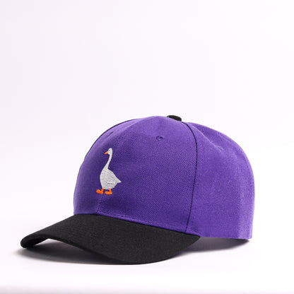 Embroidered Duck Mascot Baseball Cap | Purple & Black Custom Streetwear Dad Hat