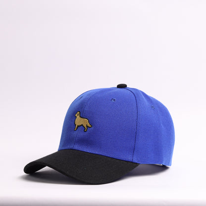 Golden Retriever Silhouette Embroidered Cap | Royal Blue & Black Personalized Dad Hat