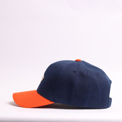Mallard Duck Embroidered Baseball Cap | Navy & Orange Custom Outdoors Dad Hat