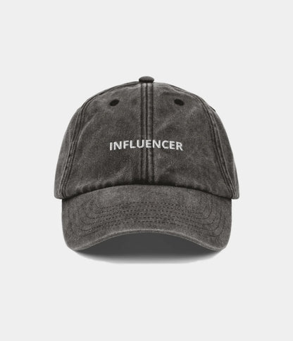 Influencer Vintage Embroidered Dad Hat - Distressed Charcoal Baseball Cap Lebanon
