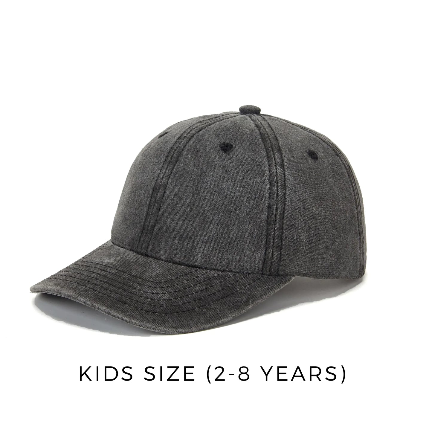 Kids Washed Denim Baseball Cap – Dark Grey (Ages 2-8)