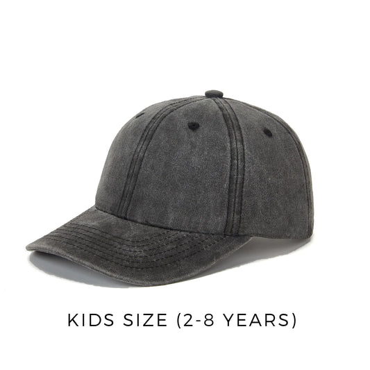 Kids Washed Denim Baseball Cap – Dark Grey (Ages 2-8)