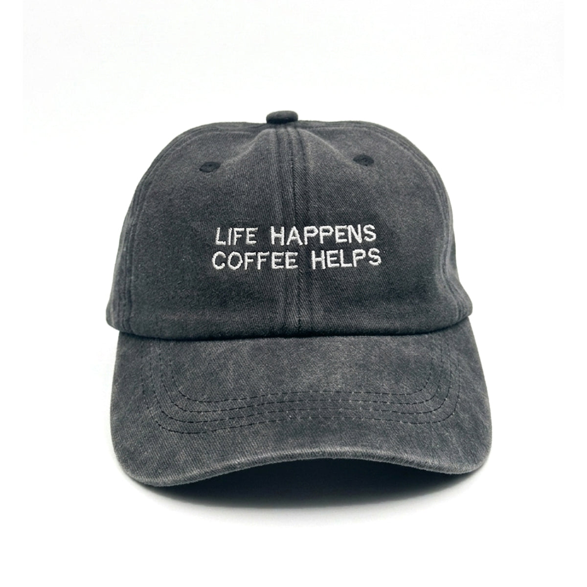 Vintage Black "Life Happens Coffee Helps" Embroidered Hat | Coffee Lover Dad Hat Lebanon