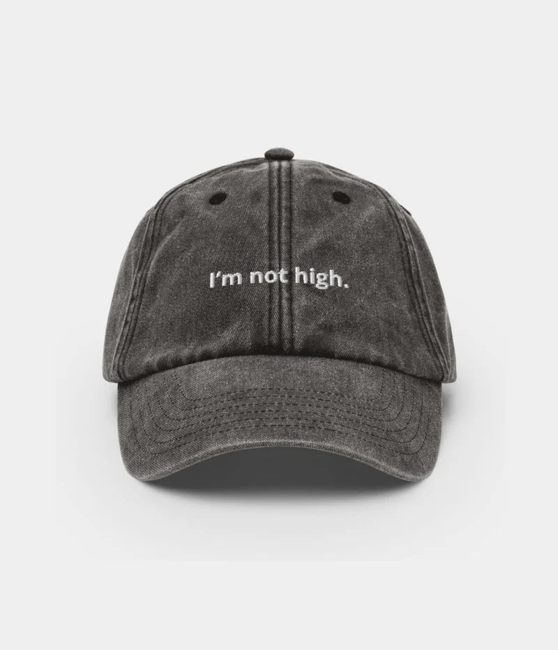 I'm Not High Funny Distressed Dad Hat - Vintage Charcoal Baseball Cap Lebanon