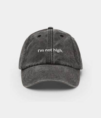 I'm Not High Funny Distressed Dad Hat - Vintage Charcoal Baseball Cap Lebanon