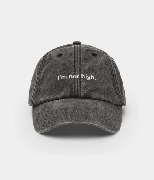 I'm Not High Funny Distressed Dad Hat - Vintage Charcoal Baseball Cap Lebanon