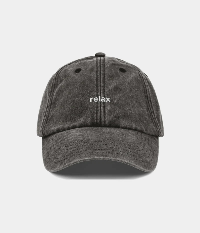 Relax Minimalist Distressed Dad Hat - Vintage Washed Black Cap Lebanon