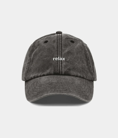 Relax Minimalist Distressed Dad Hat - Vintage Washed Black Cap Lebanon