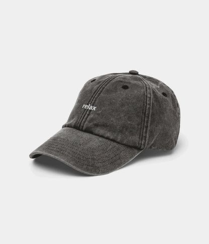 Relax Minimalist Distressed Dad Hat - Vintage Washed Black Cap Lebanon