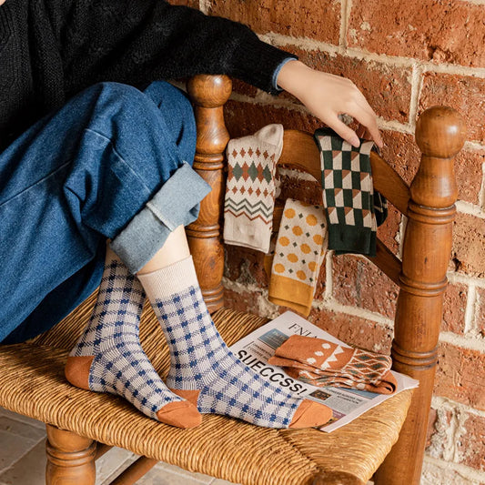 EU 35-38 - Cozy Patterned Crew Socks