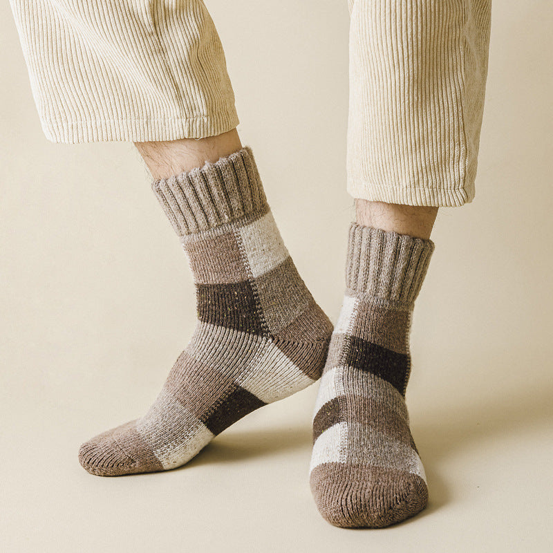 37-41 EU - Cozy Chunky Knit Checkered Socks