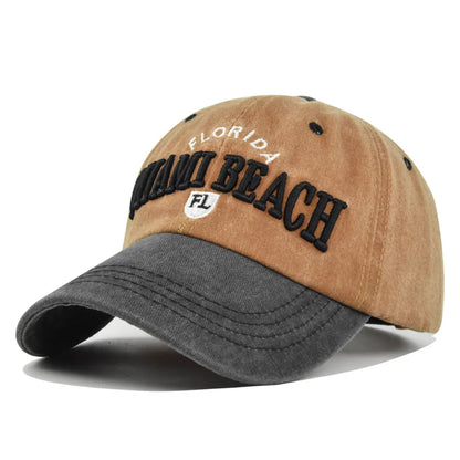Miami Beach Florida Vintage Washed Baseball Cap